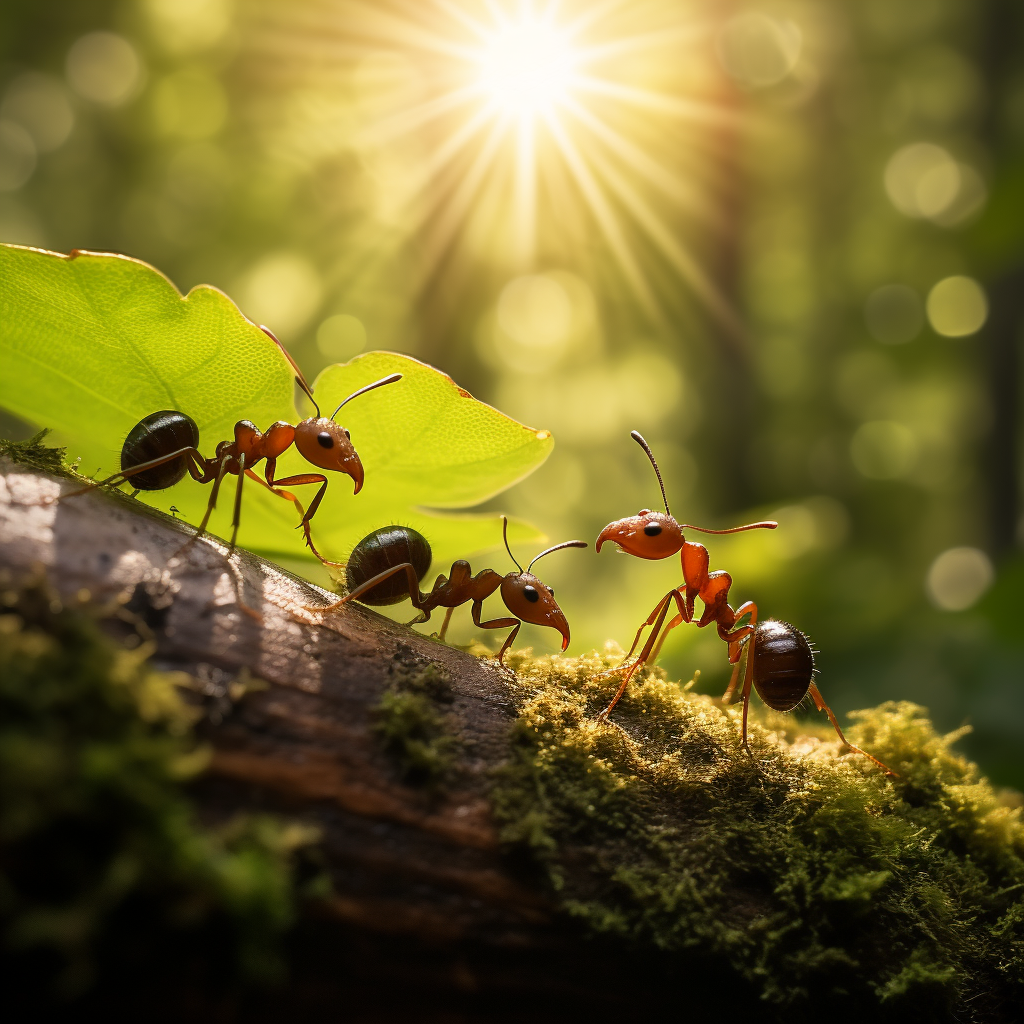 Pic of ants moving on a tree trunk